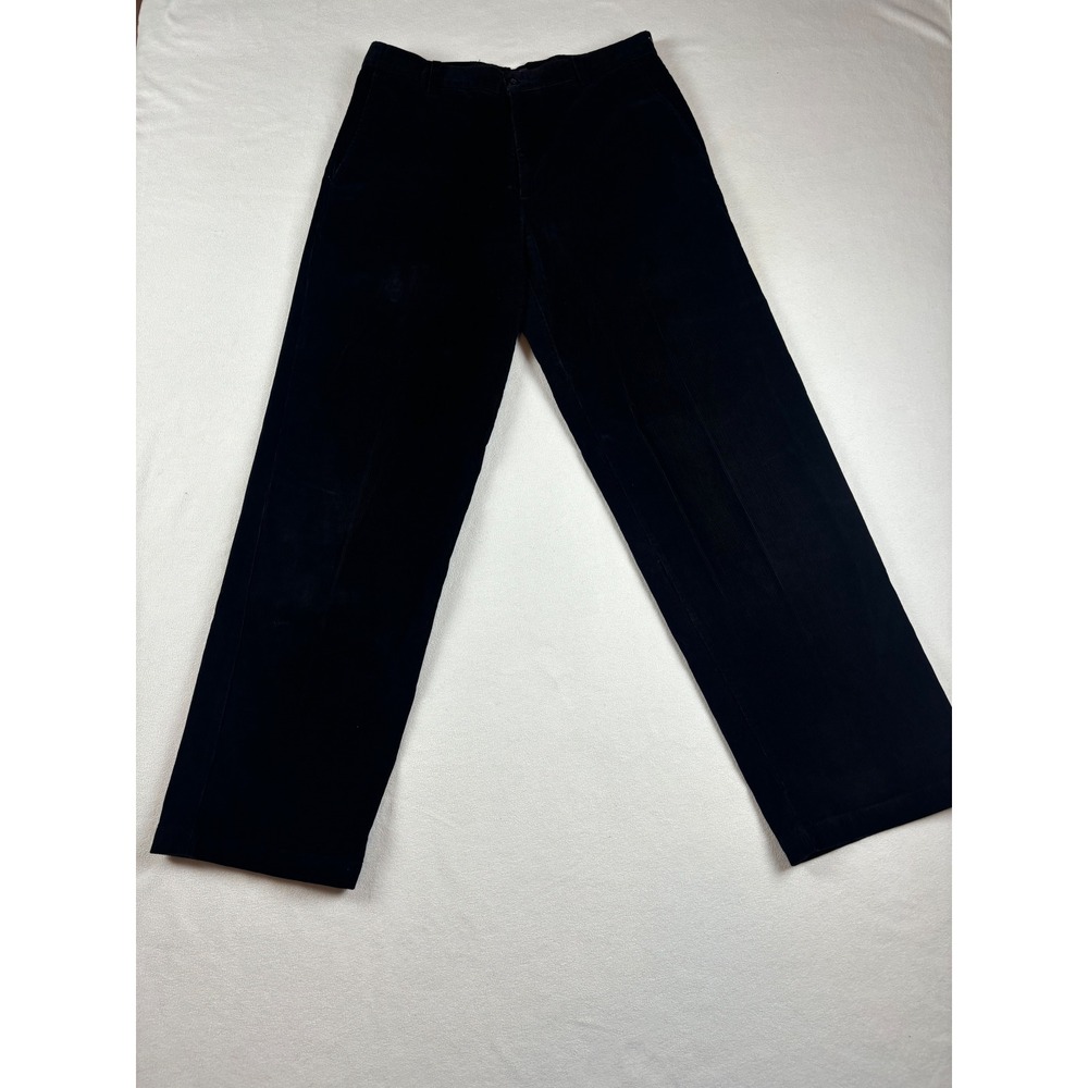 Dockers Mens 32x32 Black Corduroy Pants Flat Front Relaxed Fit Cotton Trousers‎